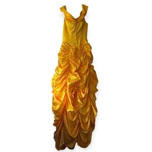 Beauty and the Beast Belle Vibrant Golden Yellow Ruffled Satin Gown Small